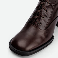 Briar Brown Leather Tall Boots - Toe Close-up View - POEVE Collection