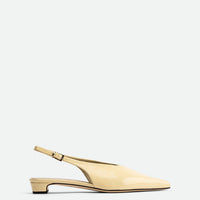 Seline Beige Patent Leather Slingbacks - Side View - POEVE Collection