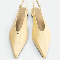 Seline Beige Patent Leather Slingbacks - Top View - POEVE Collection
