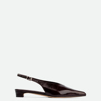 Seline Brown Crinkled Patent Leather Slingbacks - Side View - POEVE Collection