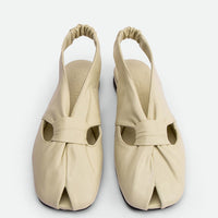 Janelle Beige Leather Slingbacks Sandals - Top View - POEVE Collection