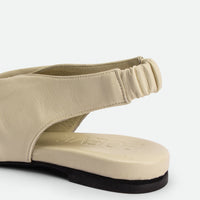 Janelle Beige Leather Slingbacks Sandals - Back Close-up View - POEVE Collection