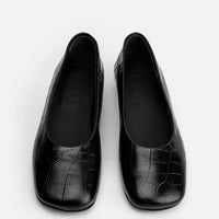 Emery Ballerinas Black Croco Leather - Top View - POEVE - Made in Italy