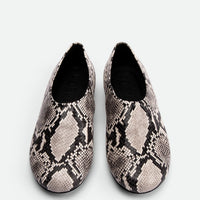 Talia Snake-Embossed Leather Flats – Top View – POEVE Collection
