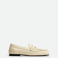Finley Beige Leather Loafers - Side View - POEVE Collection