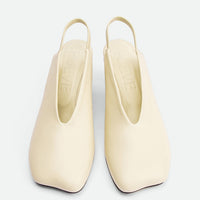 Elisa Beige Leather Heel Slingbacks - Top View - POEVE Collection