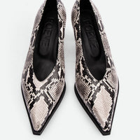 Yonne Snake-Embossed Leather Pumps – Top View – POEVE Collection