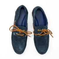 Albert Blue Crust Leather Lace-up Boat Shoes - Top View - POEVE Collection