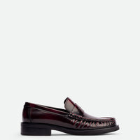Vera Bordeaux Brushed Leather Loafers - Side View - POEVE Collection