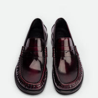 Vera Bordeaux Brushed Leather Loafers - Top View - POEVE Collection