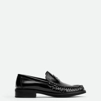 Vera Black Brushed Leather Loafers - Side View - POEVE Collection