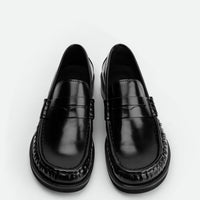 Vera Black Brushed Leather Loafers - Top View - POEVE Collection