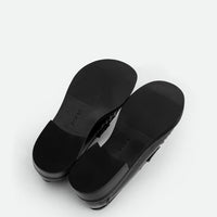 Vera Black Brushed Leather Loafers - Sole View - POEVE Collection