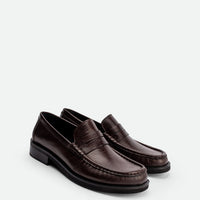 Vera Brown Leather Loafers - Angled Side View - POEVE Collection