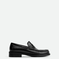 Vera Black Leather Loafers - Side View - POEVE Collection