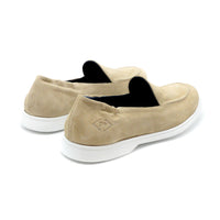 Stephen Beige Crust Leather Loafers - Back View - POEVE Collection