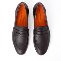 Oscar Brown Leather Penny Loafers - Top View - POEVE Collection