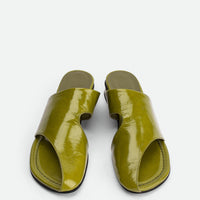 Melanie Green Crinkled Patent Leather Mules - Top View - POEVE Collection