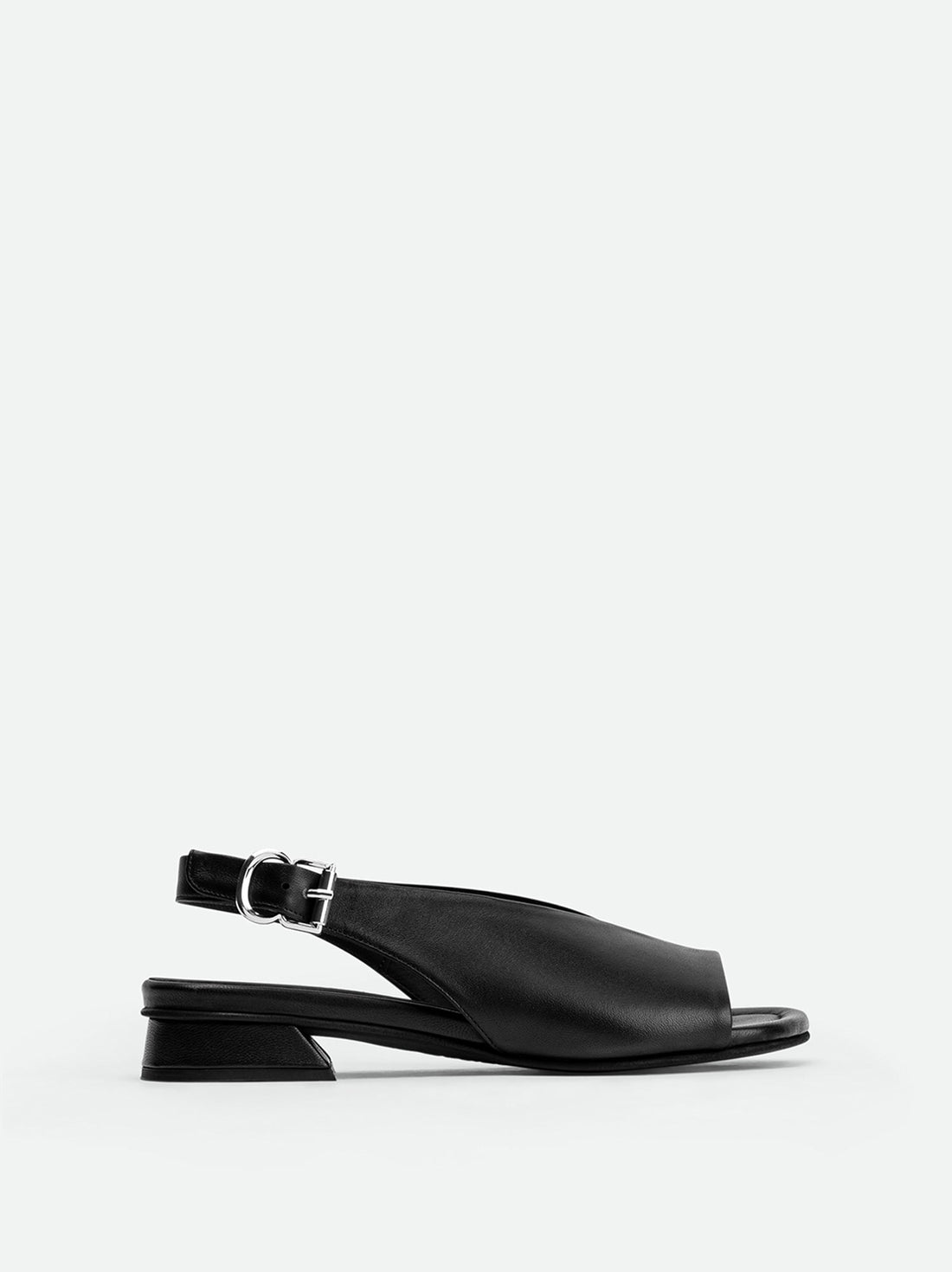 Christin Black Leather Slingbacks - Side View - POEVE Collection