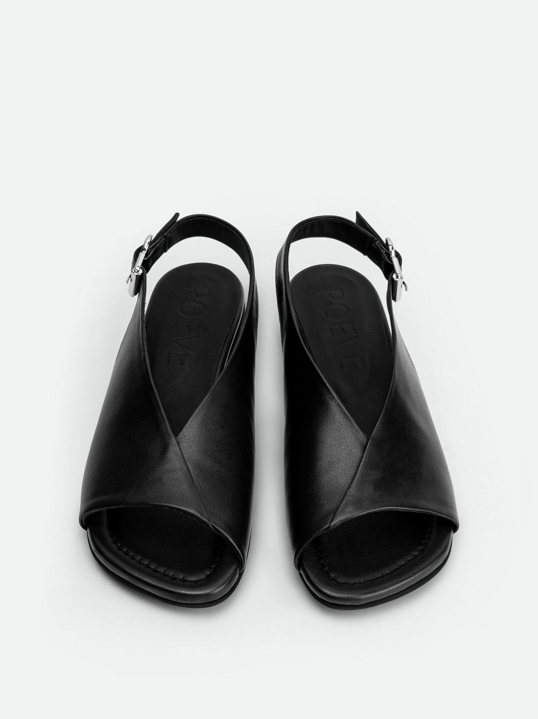 Christin Black Leather Slingbacks - Top View - POEVE Collection
