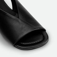 Christin Black Leather Slingbacks - Toe Close-up View - POEVE Collection