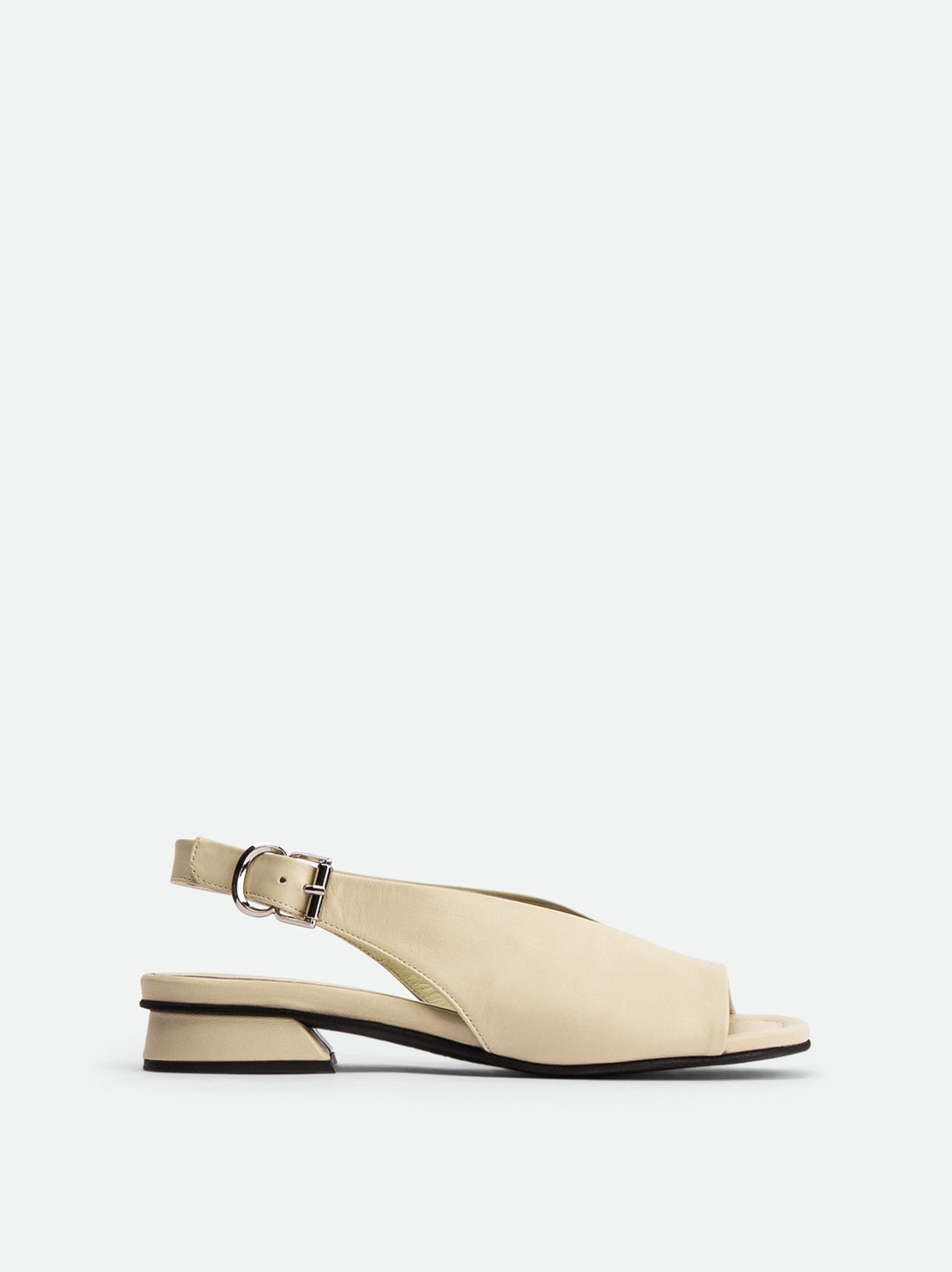 Christin Beige Leather Slingback Sandals - Side View - POEVE Collection