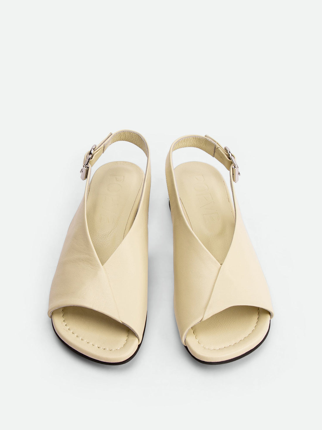 Christin Beige Leather Slingback Sandals - Top View - POEVE Collection