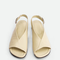 Christin Beige Leather Slingback Sandals - Top View - POEVE Collection