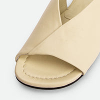 Christin Beige Leather Slingback Sandals - Toe Close-up View - POEVE Collection