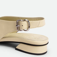 Christin Beige Leather Slingback Sandals - Back Close-up View - POEVE Collection