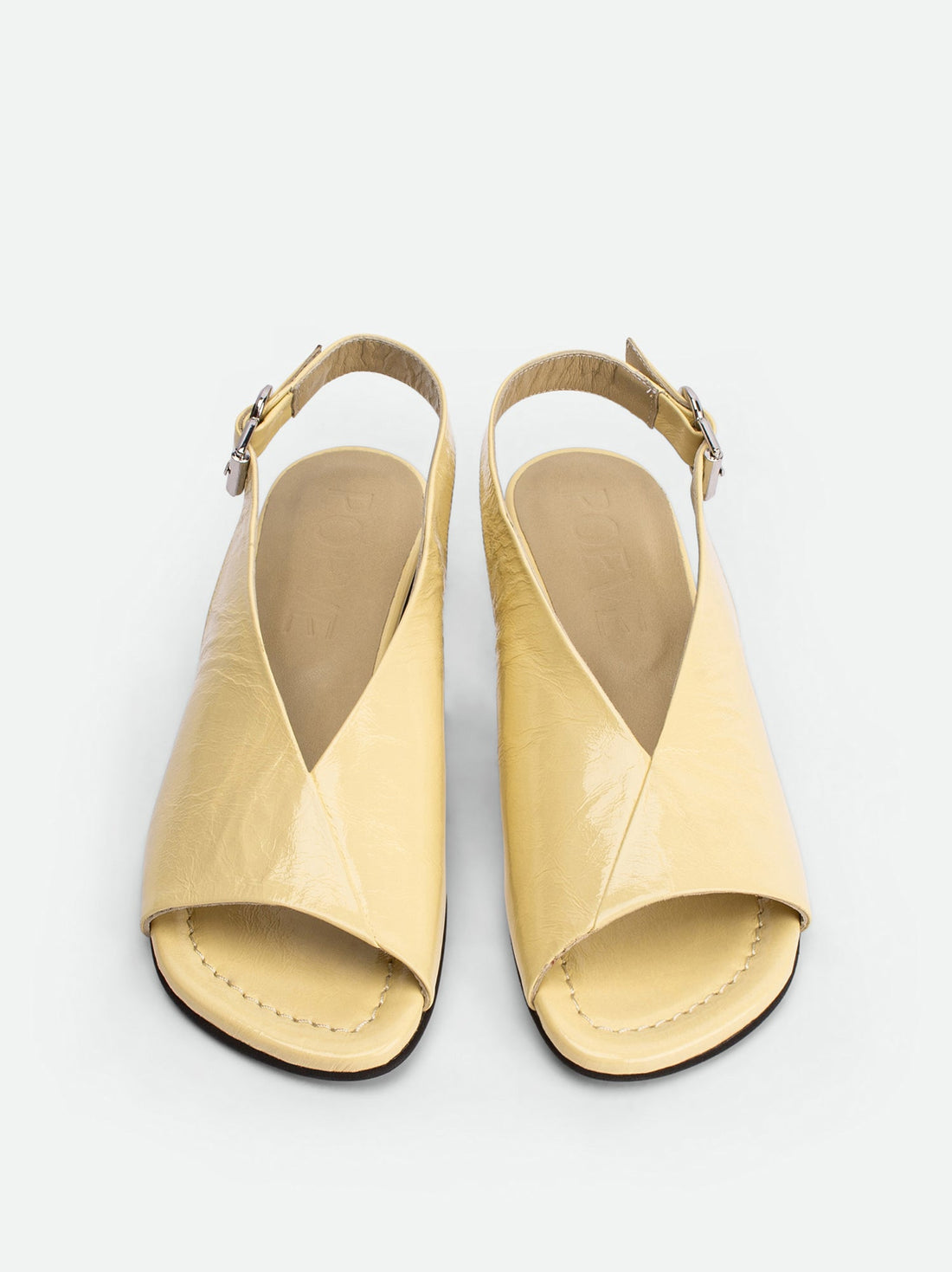 Christin Cream Crinkled Patent Leather Slingbacks - Top View - POEVE Collection
