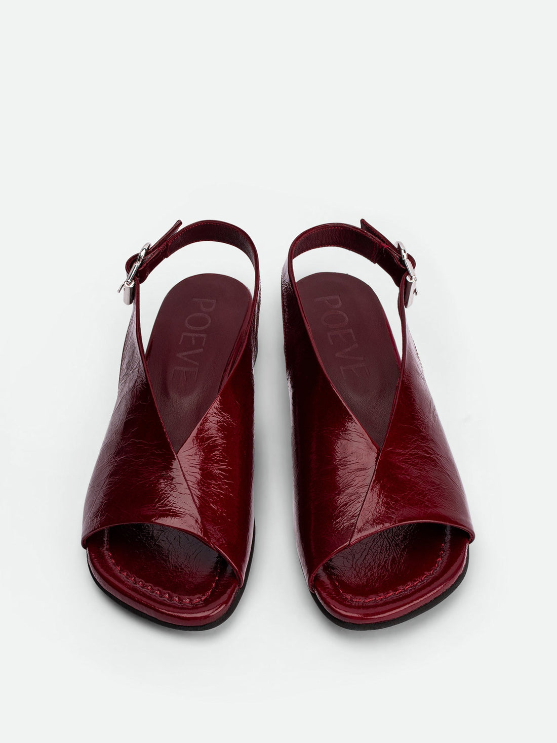 Christin Red Crinkled Patent Leather Slingbacks - Top View - POEVE Collection