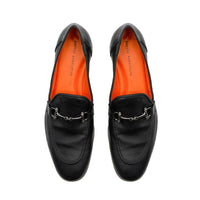 Harry Black Leather Loafers with Metal Buckle - Top View - POEVE Collection