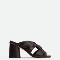 Fleur Brown Leather Heel Mules - Side View - POEVE Collection