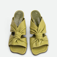 Fleur Green Leather Heel Mules - Top View - POEVE Collection