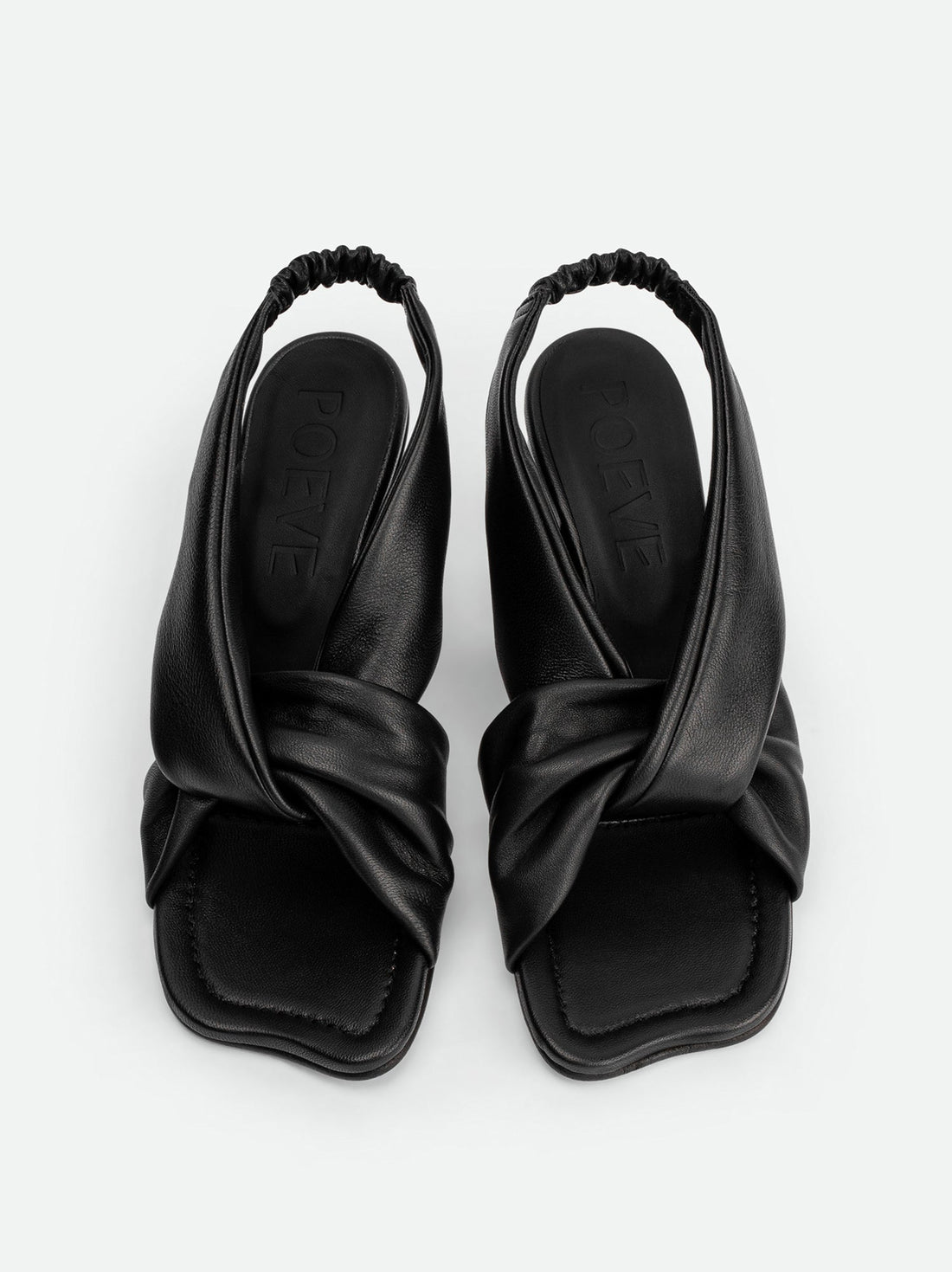 Sasha Beige Leather Heel Sandals - Top View - POEVE Collection