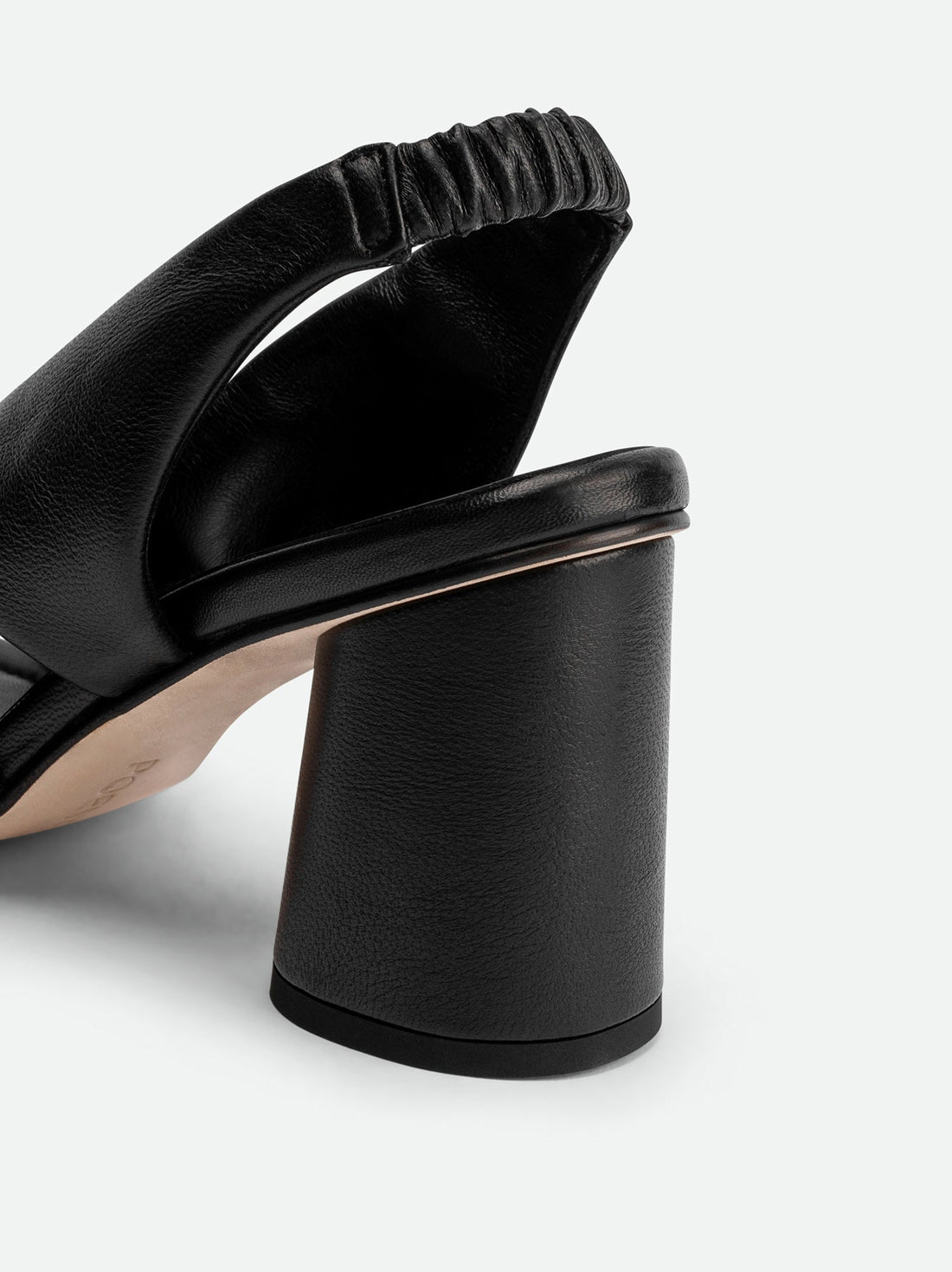 Sasha Beige Leather Heel Sandals - Back Close-up View - POEVE Collection