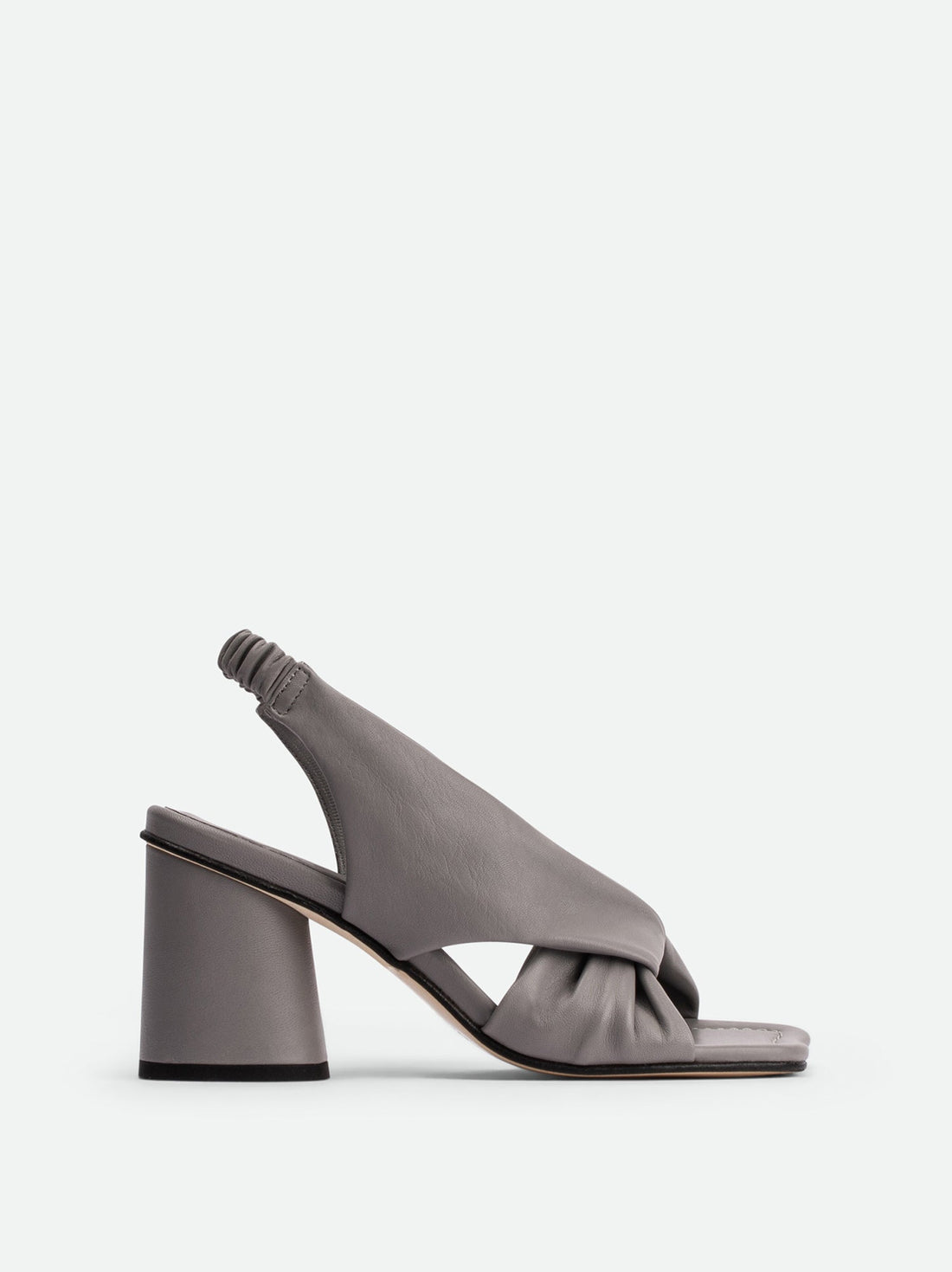 Sasha Grey Leather Heel Slingback Sandals - Side View - POEVE Collection