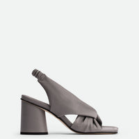 Sasha Grey Leather Heel Slingback Sandals - Side View - POEVE Collection