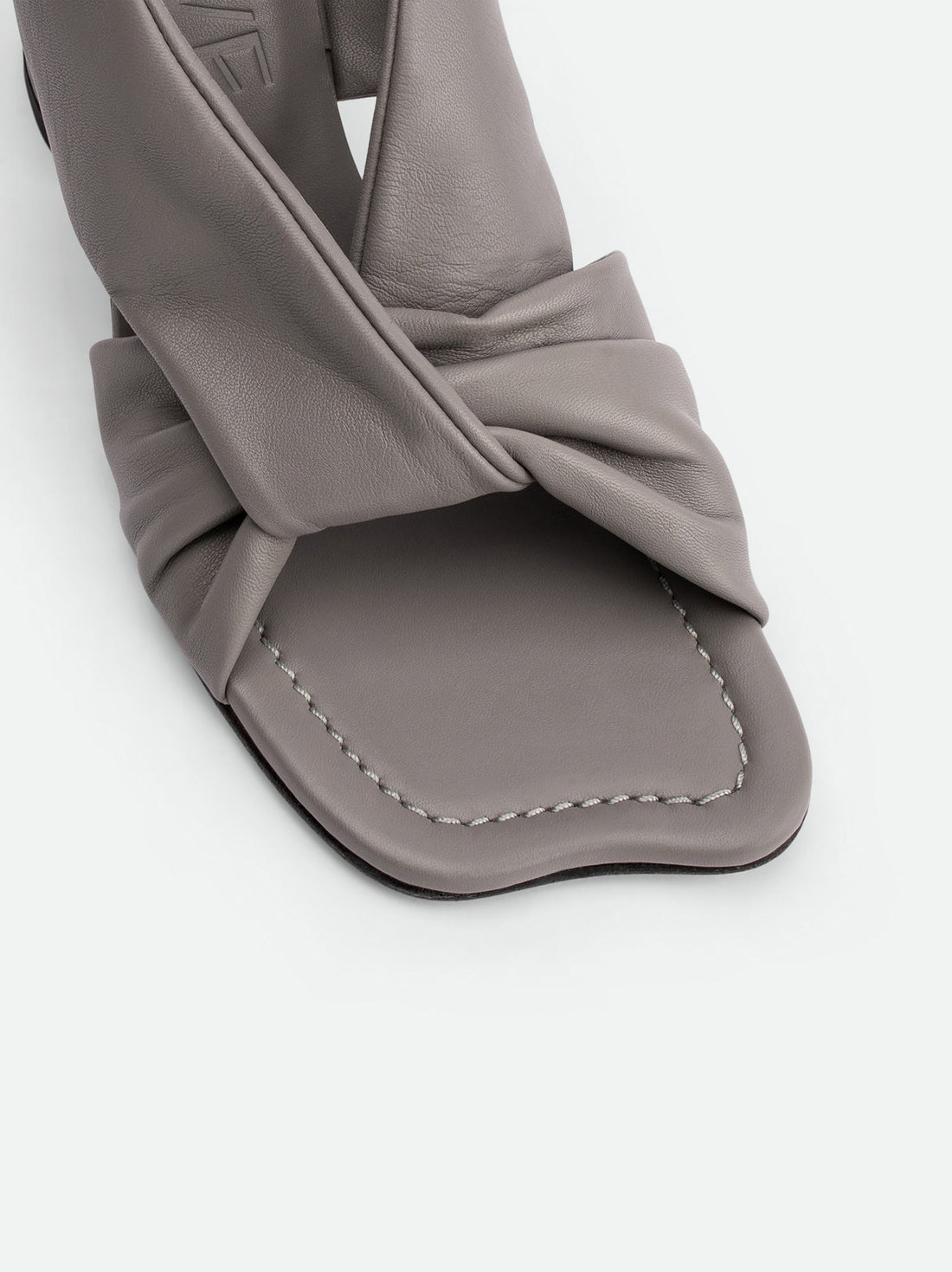 Sasha Grey Leather Heel Slingback Sandals - Toe Close-up View - POEVE Collection