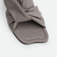 Sasha Grey Leather Heel Slingback Sandals - Toe Close-up View - POEVE Collection