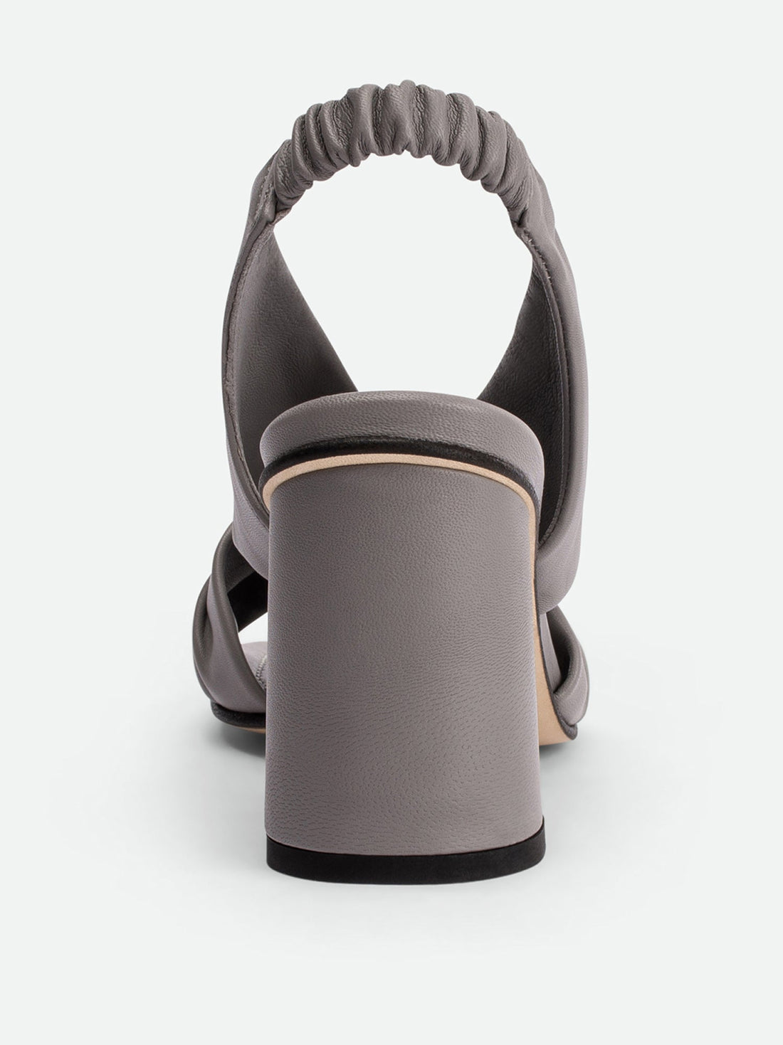 Sasha Grey Leather Heel Slingback Sandals - Back Close-up View - POEVE Collection
