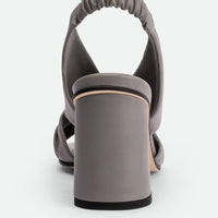 Sasha Grey Leather Heel Slingback Sandals - Back Close-up View - POEVE Collection