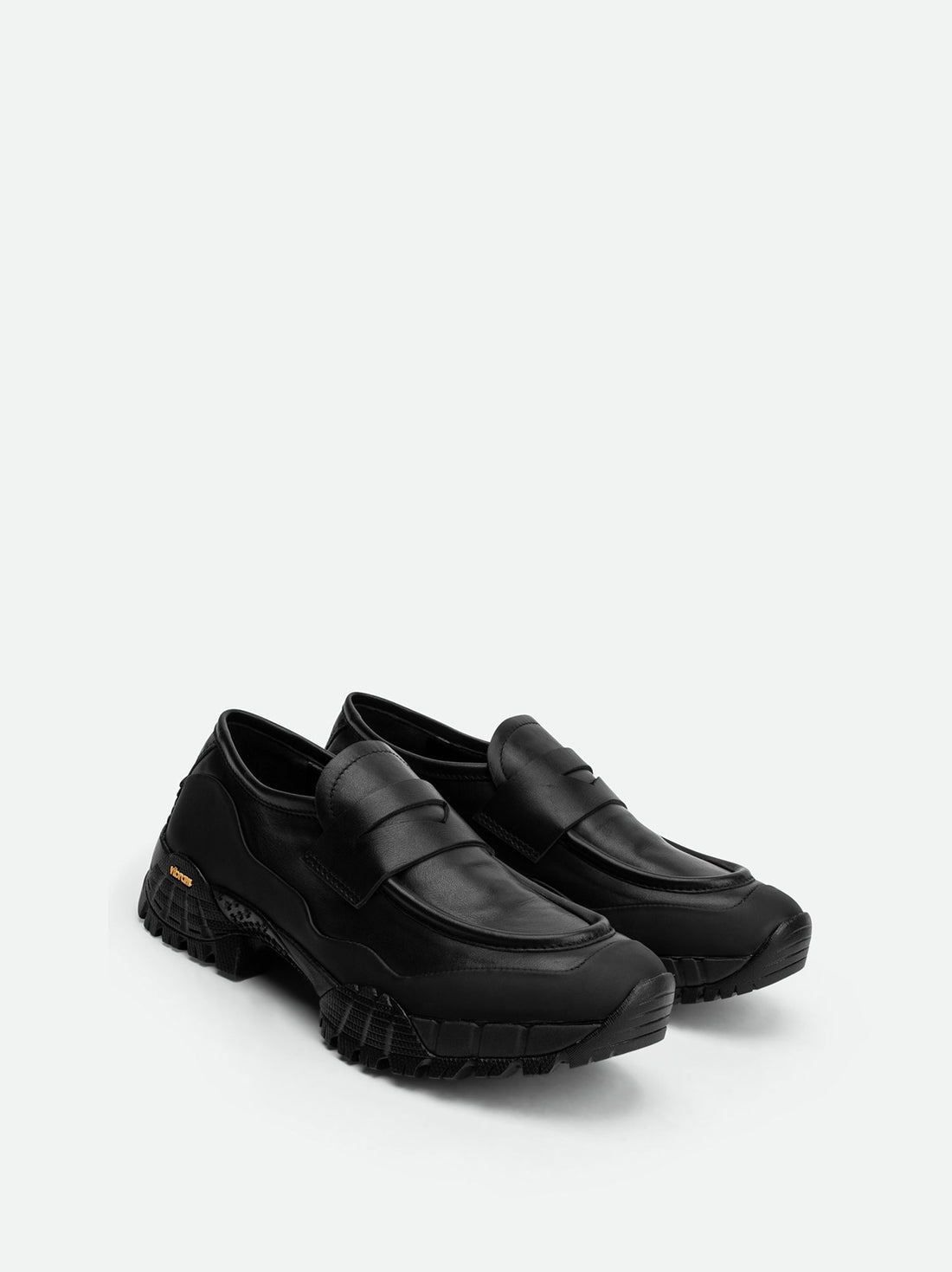 Alpi Black Leather Loafers - Made in Italy - Angled Side View - POEVE Collection