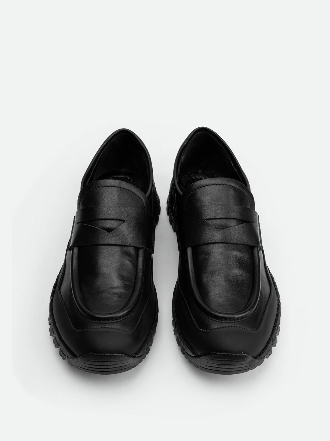 Alpi Black Leather Loafers - Made in Italy - Top View - POEVE Collection