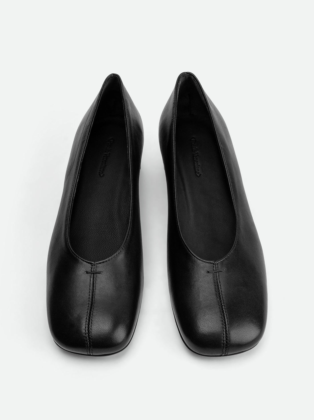 Myst Black Leather Heel Ballerinas - Top View - POEVE Collection