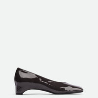 Myst Grey Patent Leather Heel Ballerinas - Side View - POEVE Collection