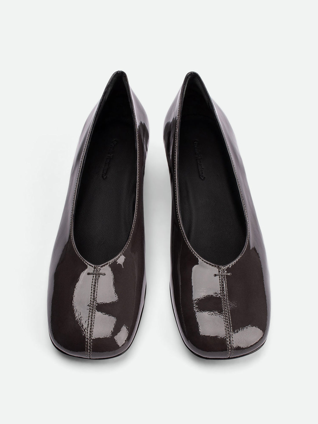 Myst Grey Patent Leather Heel Ballerinas - Top View - POEVE Collection
