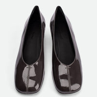 Myst Grey Patent Leather Heel Ballerinas - Top View - POEVE Collection