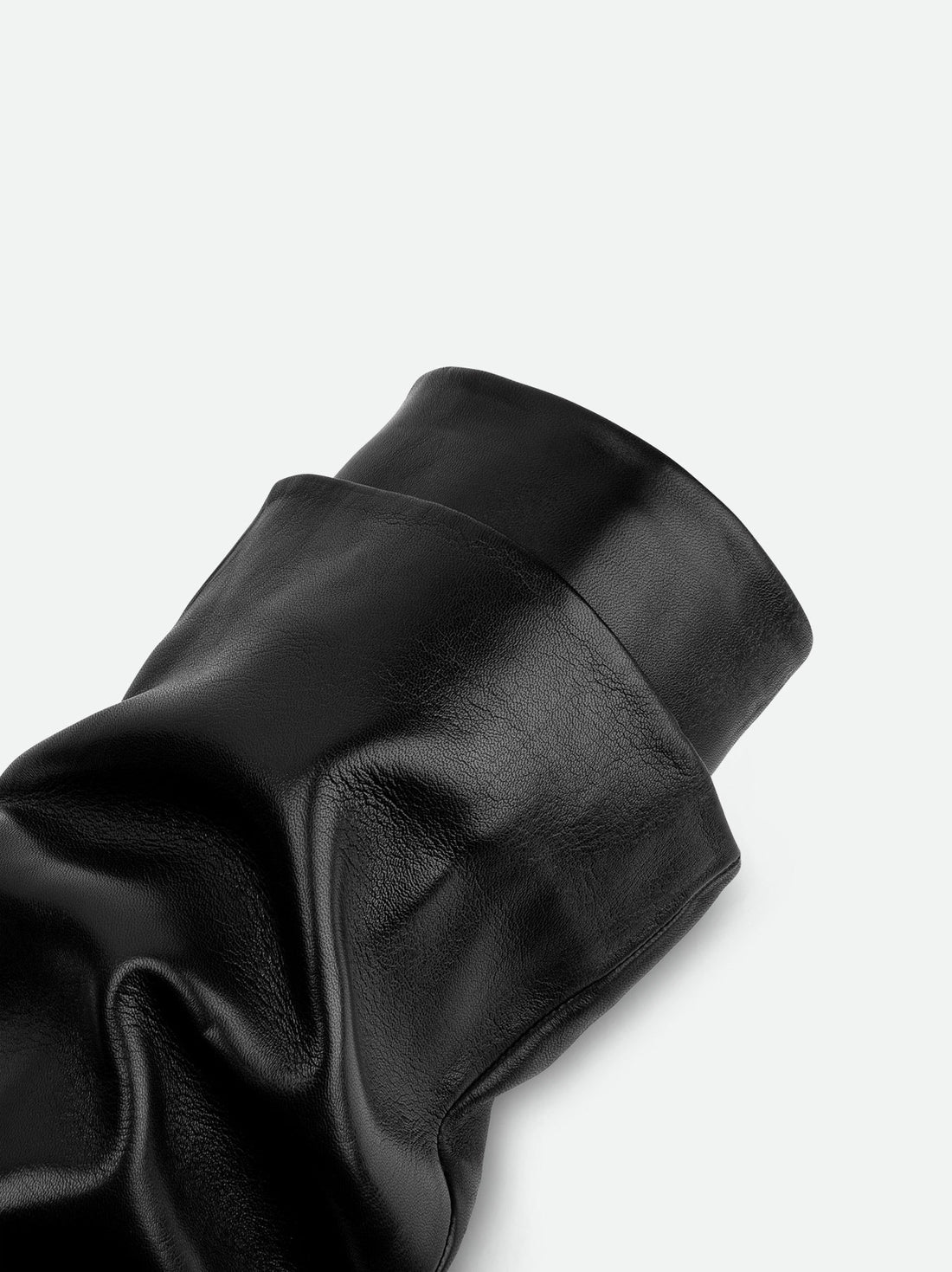 Hazel Black Leather Heel Tall Boots - Shaft Close-up View - POEVE Collection